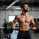 Small image of a man lifting weights