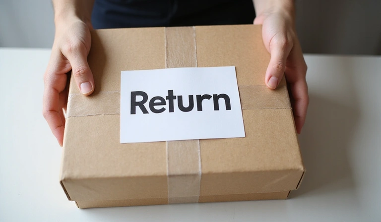 Package being returned, symbolizing return policy