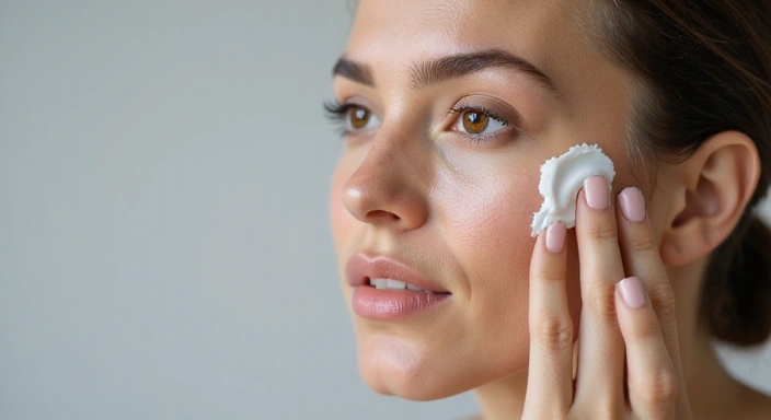 Woman applying face cream
